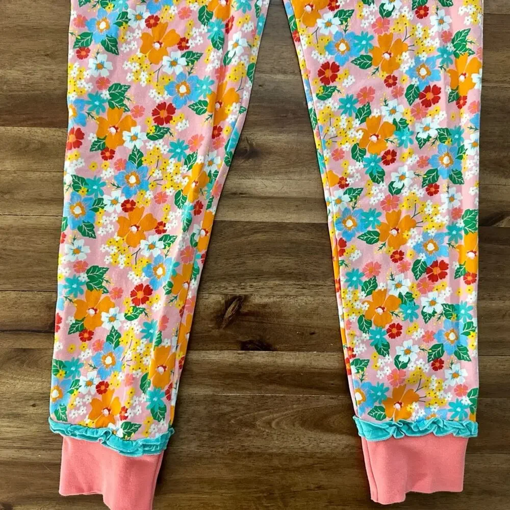 Wildflowers Best Day Ever Cartwheel Joggers Pink Blue Orange Green Floral 12